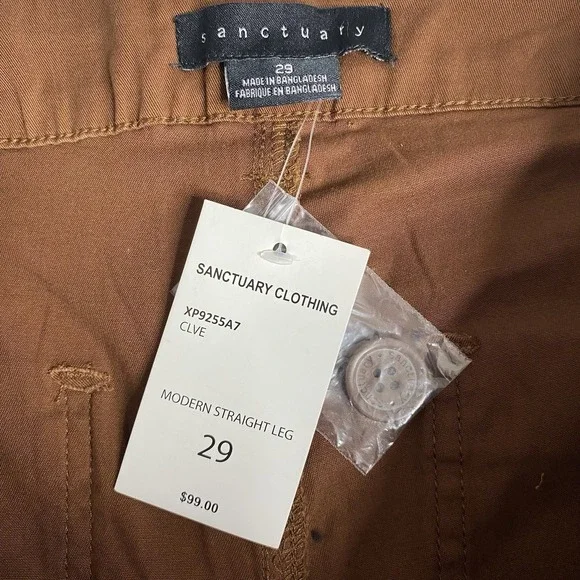 Sanctuary Modern Straight Wide Leg Pants High Rise Women's Sz 29 Clove Brown - Picture 9 of 12